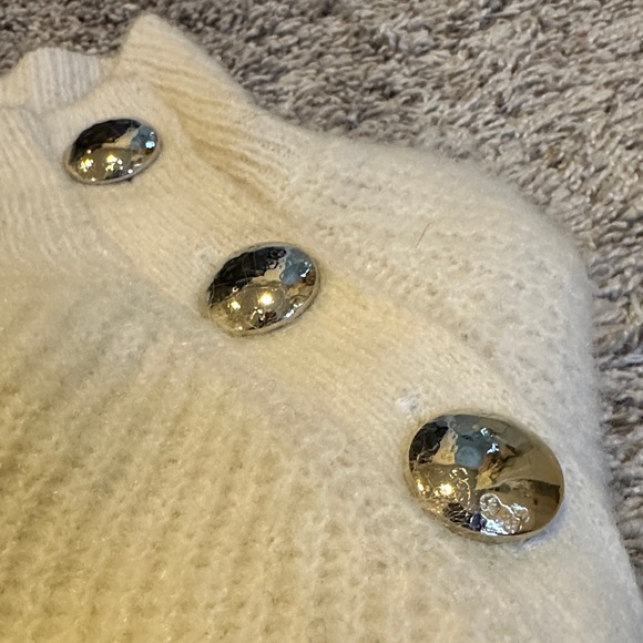 Sezane Cream and Black Striped Button Mohair Trudy Sweater/Jumper - Picture 7 of 7